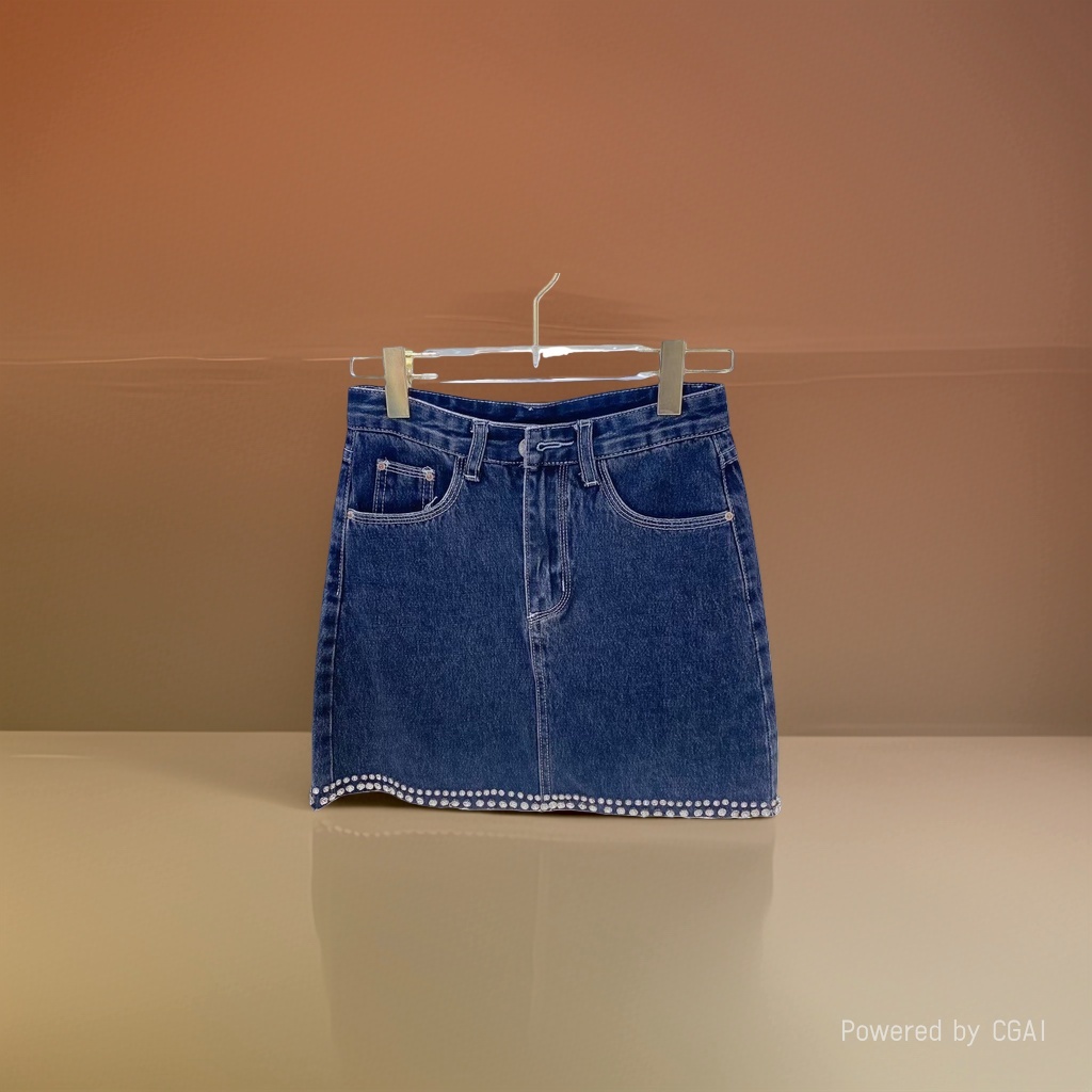 Mujer azul oscuro pantalones cortos denim slim cintura alta slim casual details Picture