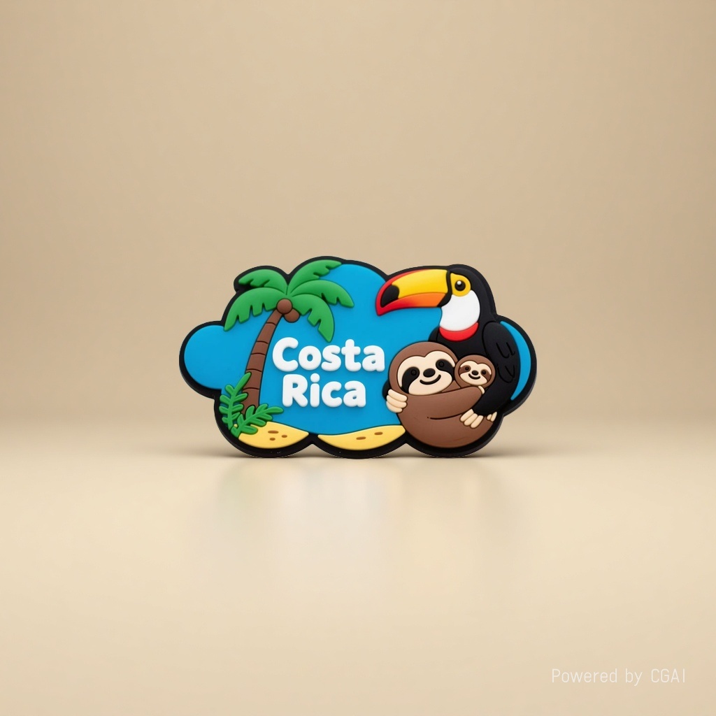 Costa Rica cartoon palm tree toucan sloth mother and child refrigerator stickers details Picture