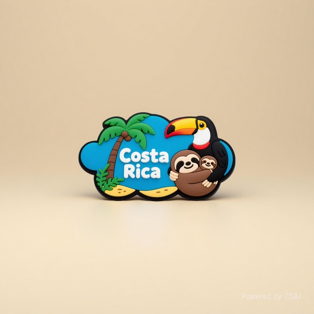 Costa Rica cartoon palm tree toucan sloth mother and child refrigerator stickers Specification image