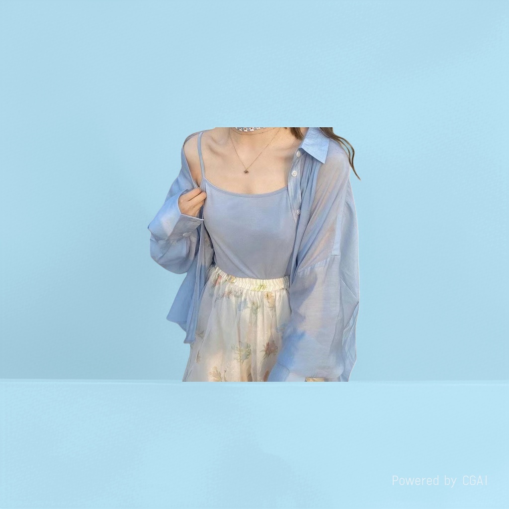 Camisa de protección solar tencel francés para mujeres summer slim pequeño fresco y dulce Specification image