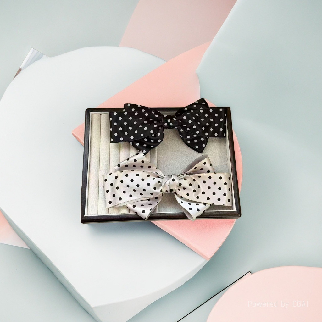 Handmade macaron-colored resin heart-shaped bow tie, polyester band, acrylic AB color collar flower