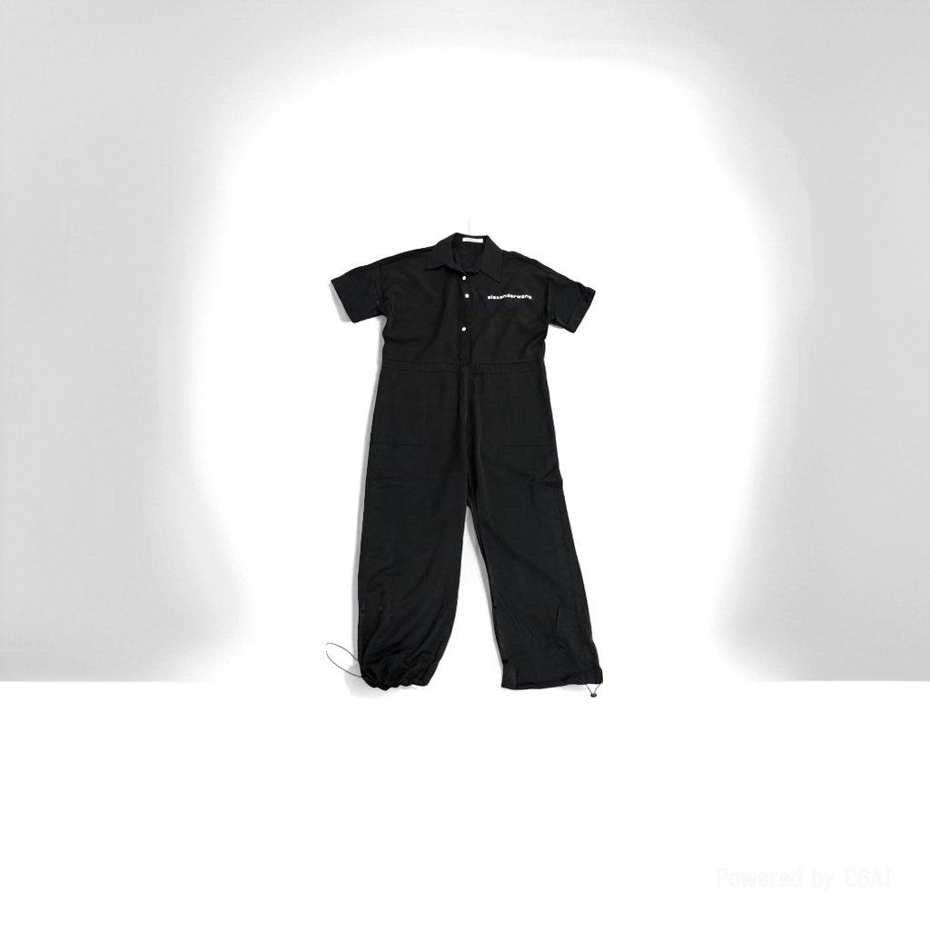 Negro jumpsuit mujer verano cintura alta slim workwear viento pantalones piernas largas jumpsuit details Picture