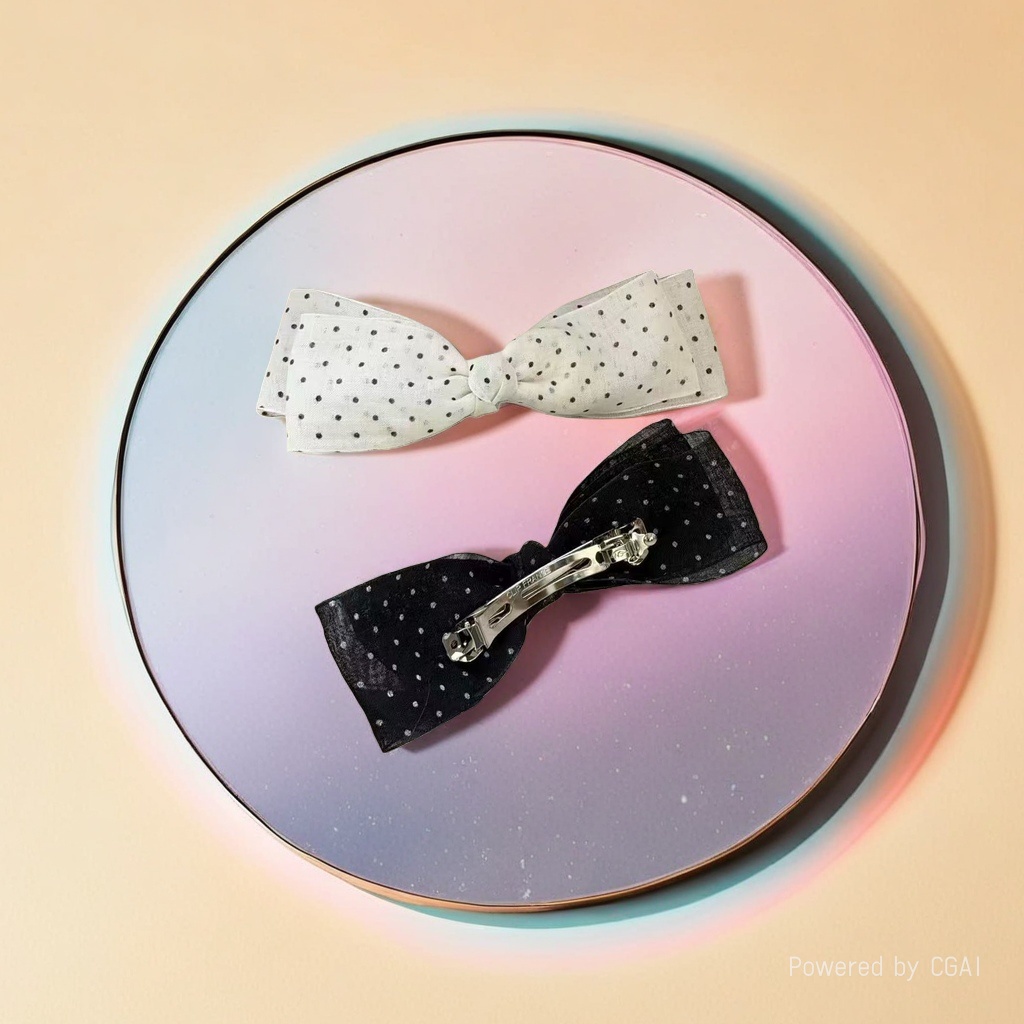 Alline white and black polka dot bow hair clips, children's hair bands, hair clippers, bangs, hair bands with diamonds Specification image