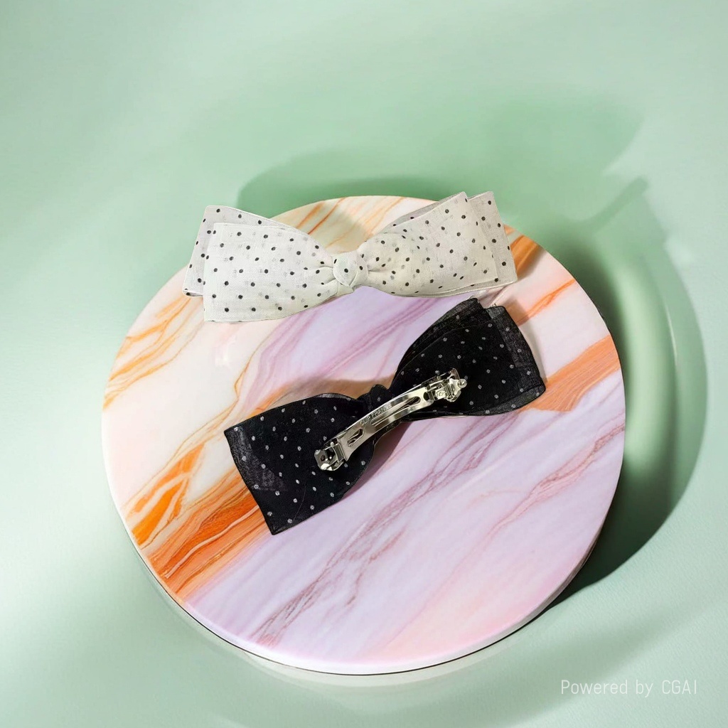 Alline white and black polka dot bow hair clips, children's hair bands, hair clippers, bangs, hair bands with diamonds details Picture