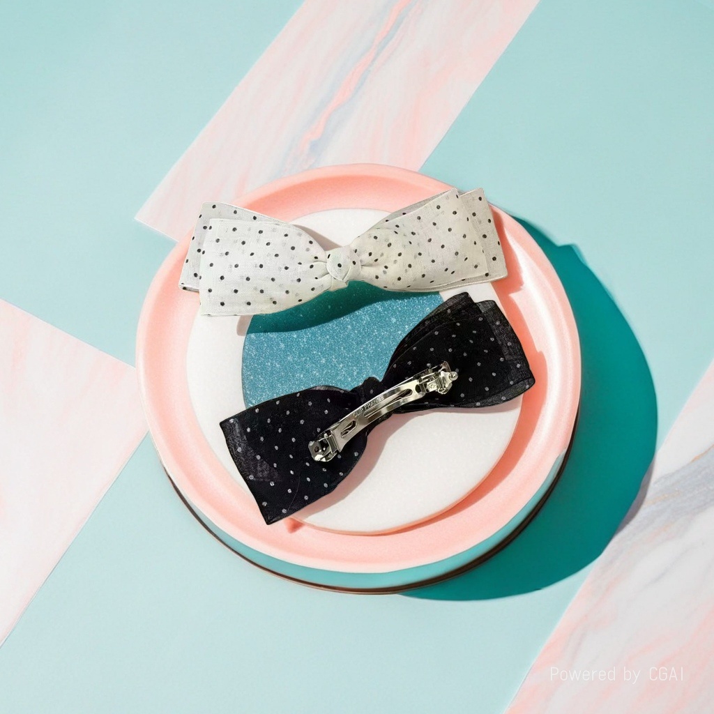 Alline white and black polka dot bow hair clips, children's hair bands, hair clippers, bangs, hair bands with diamonds