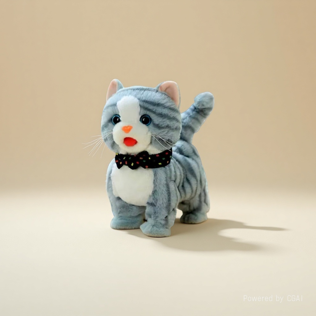 白色毛绒猫潮玩玩具 AI智能万圣节毛绒玩具111609108