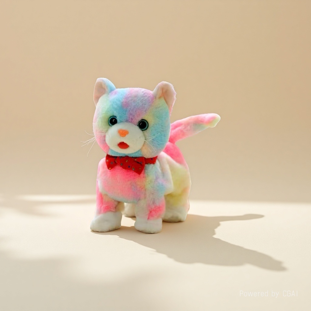 白色毛绒猫潮玩玩具 AI智能万圣节毛绒玩具112229960