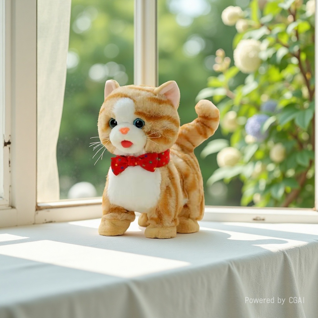 白色毛绒猫潮玩玩具 AI智能万圣节毛绒玩具113414813
