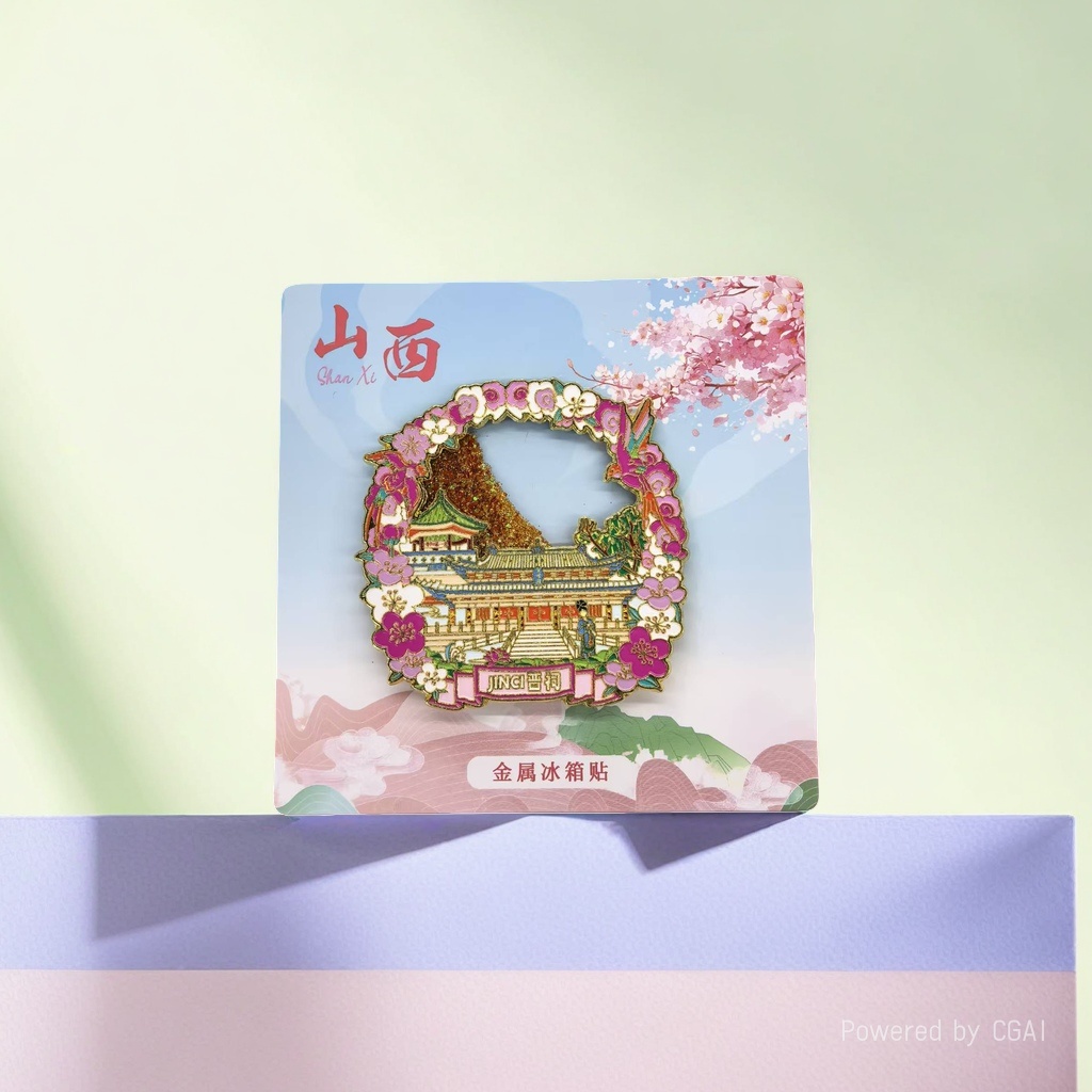 Metal fridge magnets for city tourism souvenirs, Shanxi Liusha fridge magnets details Picture