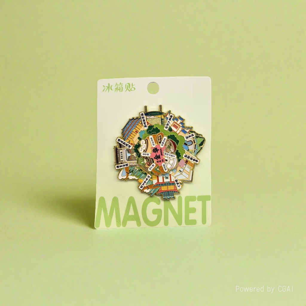 Metal fridge magnets for city tourism souvenirs, Jinhua rotating fridge magnets details Picture