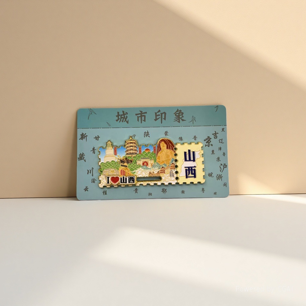 Metal fridge magnet for city tourism souvenirs, ticket stub fridge magnet for Shanxi slide Application Scenario