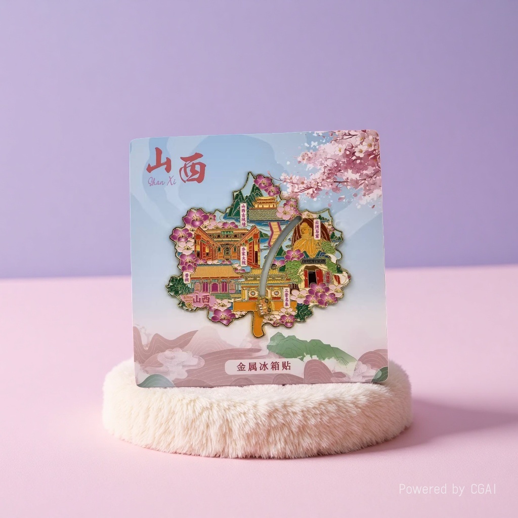 Metal fridge magnets for city tourism souvenirs, maple leaf fridge magnets for Shanxi slide Application Scenario