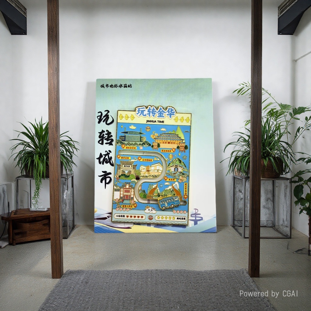 Jinhua City Landmark fridge magnets play around with Jinhua theme magnetic stickers, metallic texture cultural and creative gifts details Picture