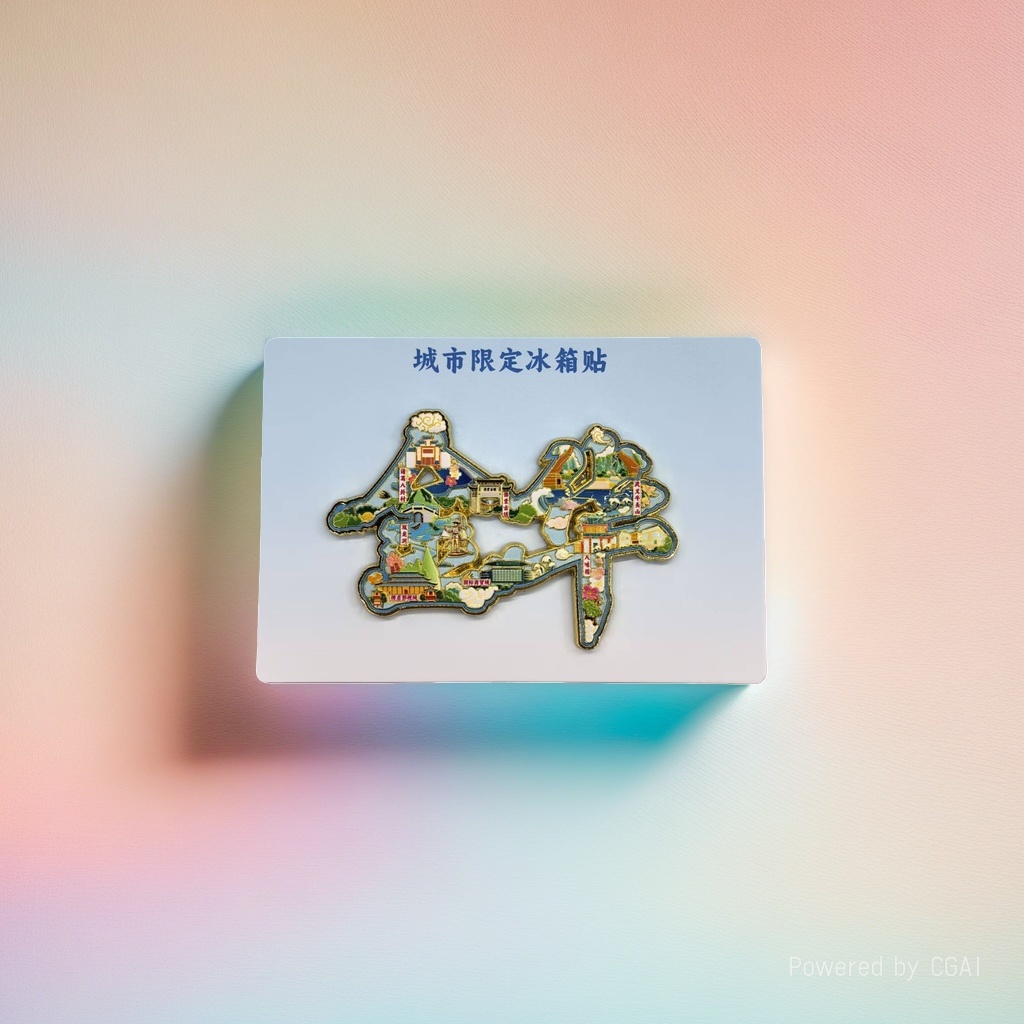 Metal fridge magnets for city tourism souvenirs in Jinhua font