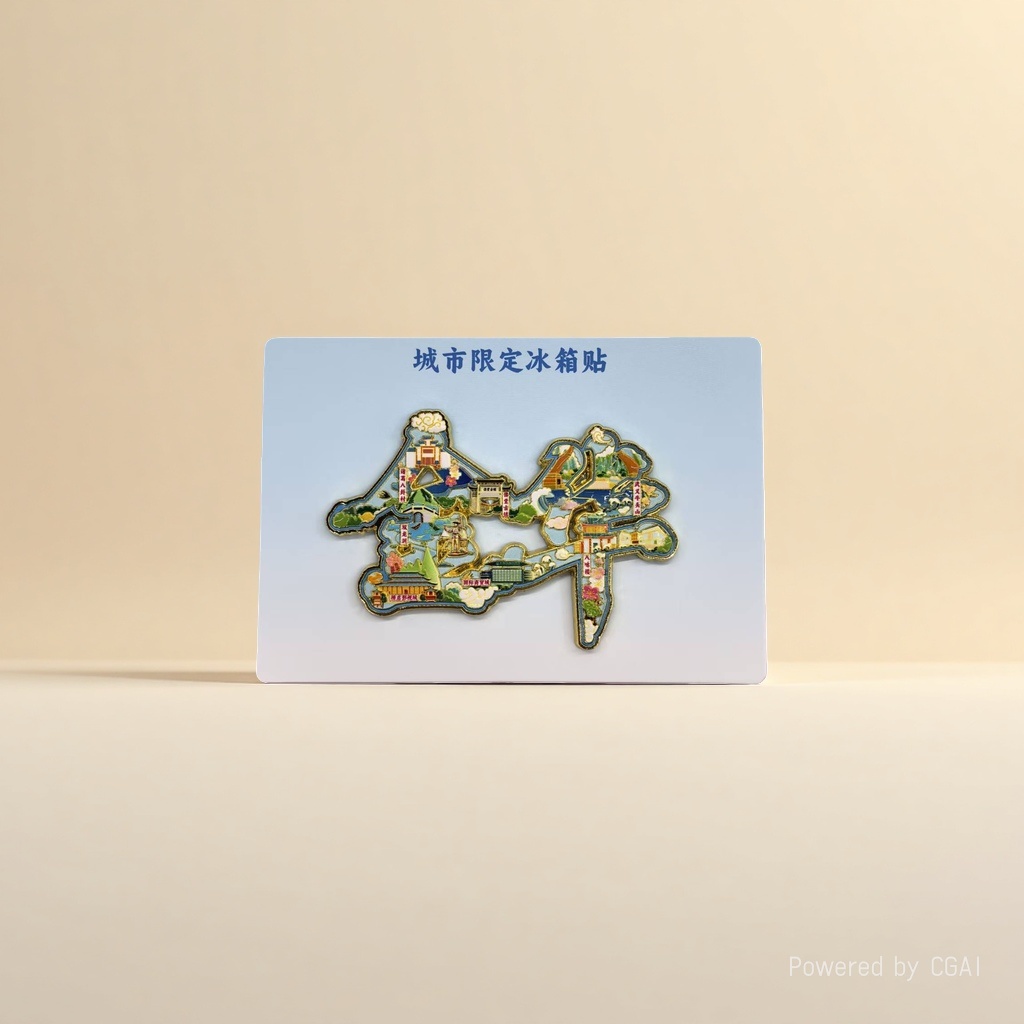 Metal fridge magnets for city tourism souvenirs in Jinhua font details Picture