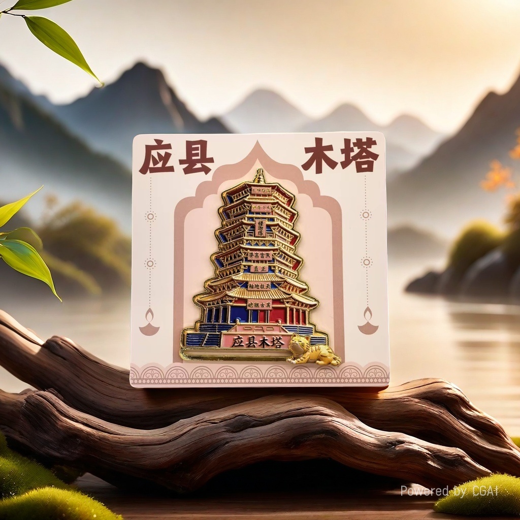Metal fridge magnets for city tourism souvenirs, fridge magnets for Yingxian Wooden Pagoda Slide Application Scenario