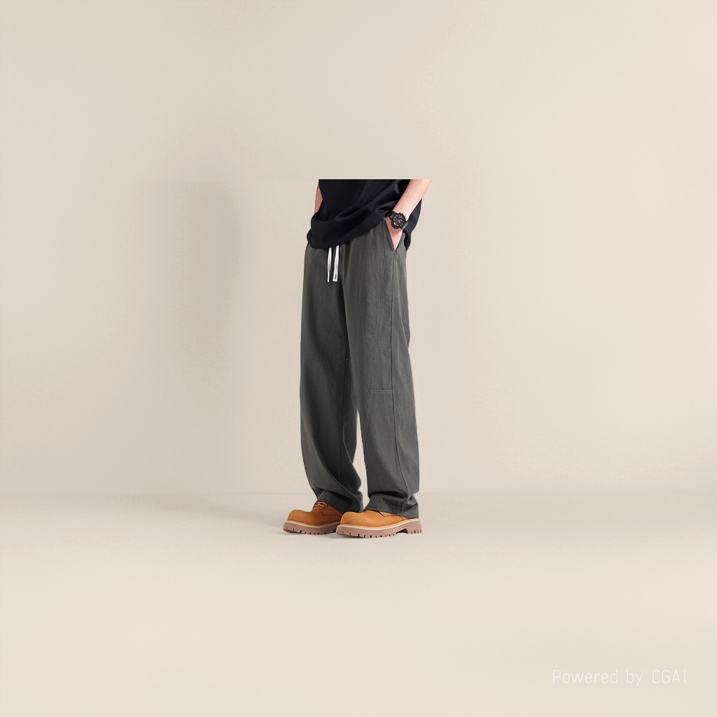 Men's dark grey sweatpants, loose casual pants, men's sweatpants with a fashionable drape details Picture
