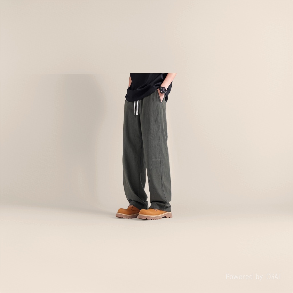 Men's dark grey sweatpants, loose casual pants, men's sweatpants with a fashionable drape Specification image