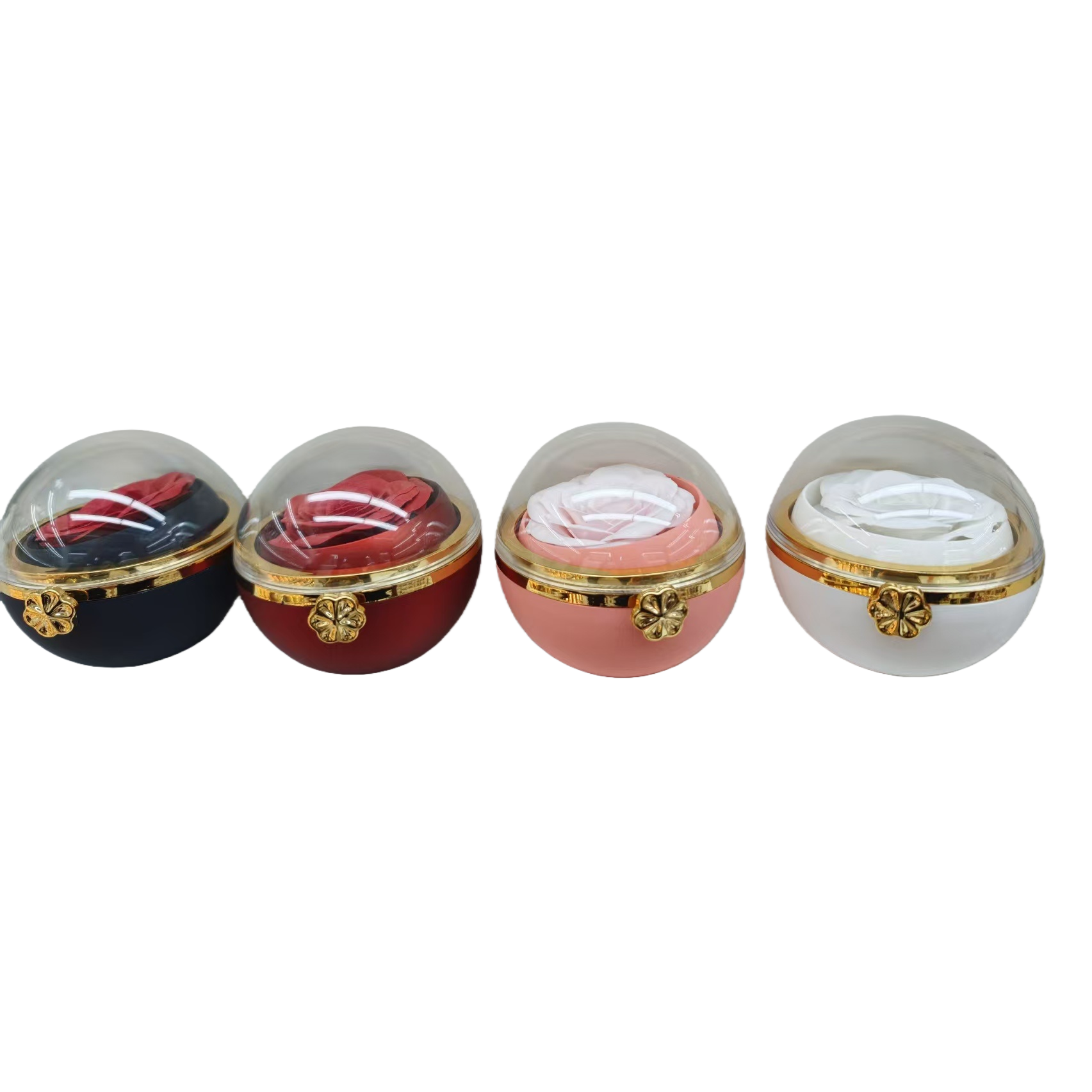 Colored circular simulated flower glass sealed storage jar Item Picture