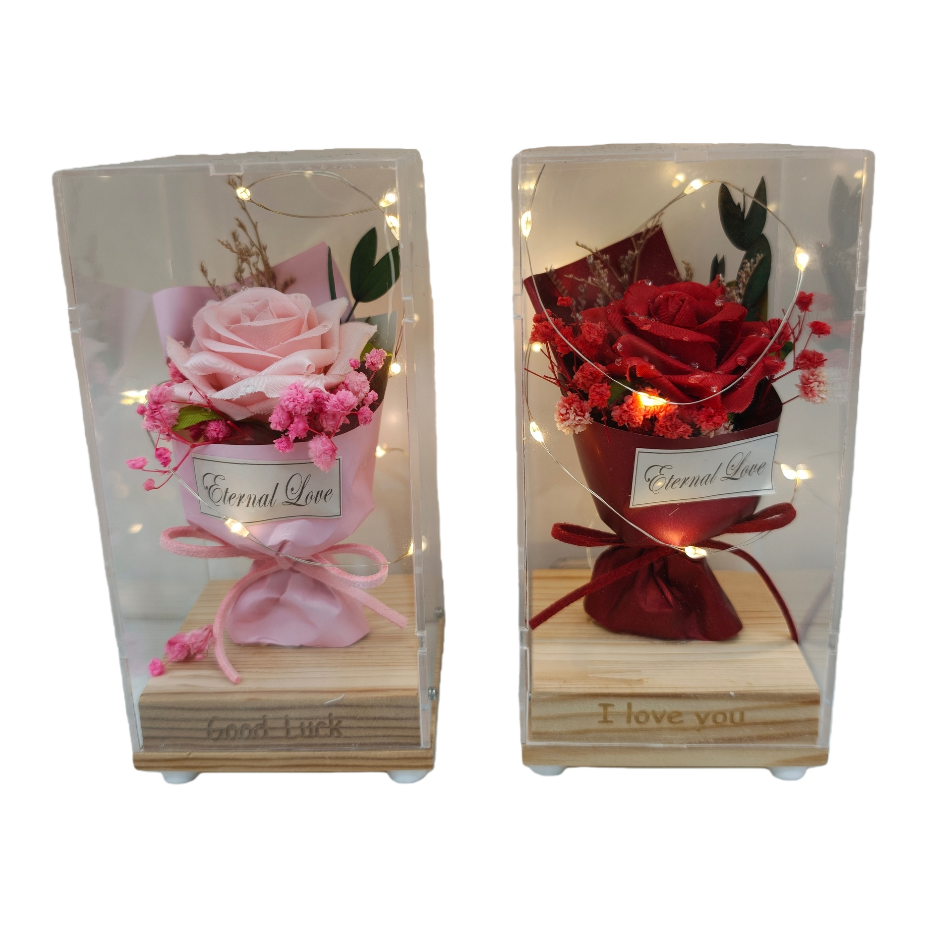 Eternal flower rose gift box, hand-knitted dried flowers with wool Item Picture