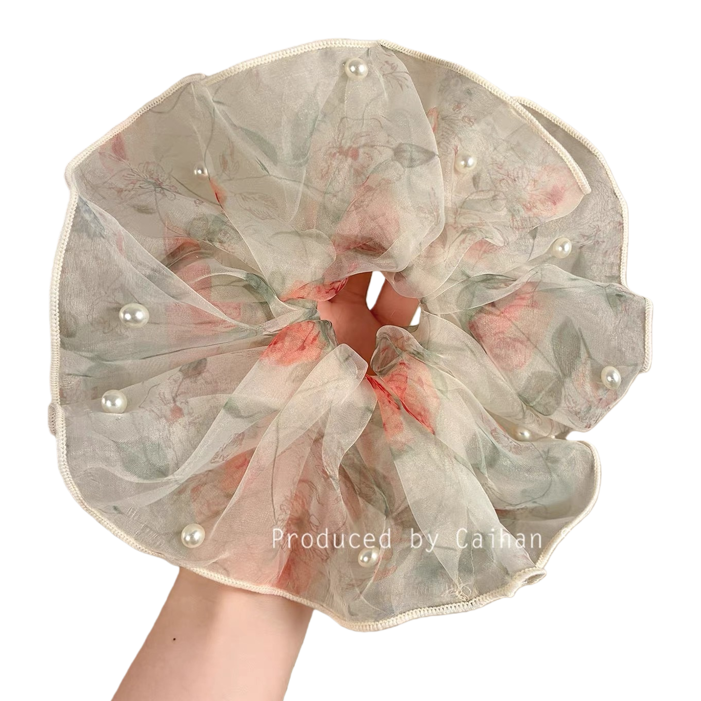 Transparent gauze large intestine hair band, square scarf and hair accessory are fashionable and versatile accessories Item Picture