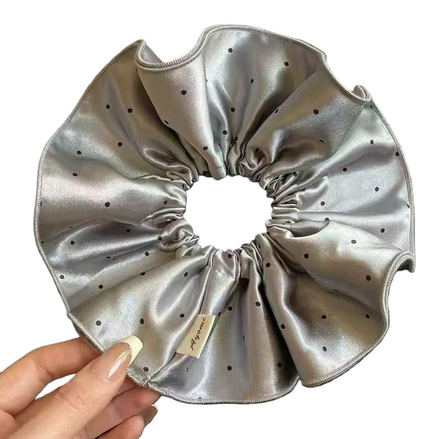 Silver polka dot large intestine hair band, hair accessory and square scarf accessory Item Picture
