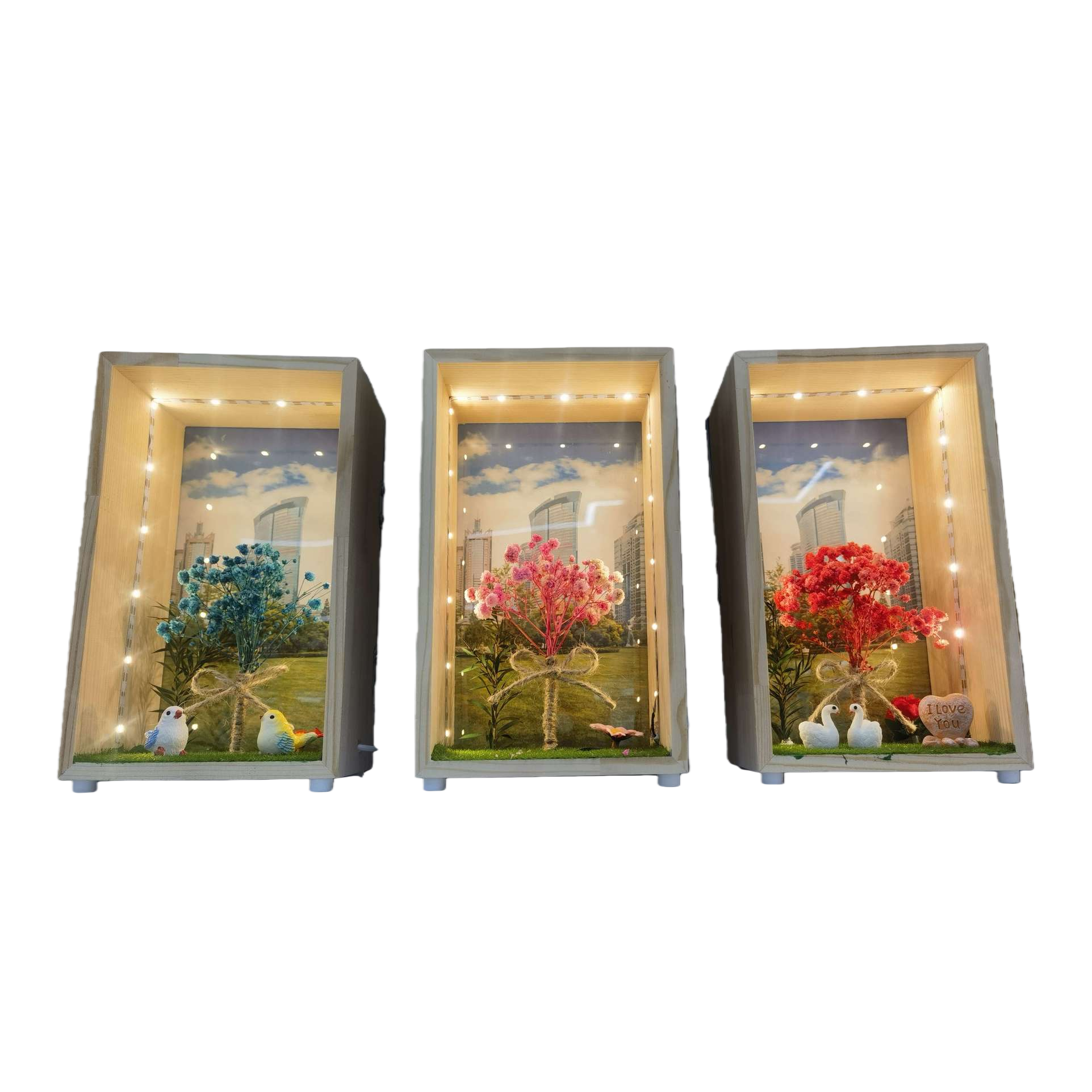 Monet Garden Crocheted twisted stick artificial flower gift box, picture frame, tulip artificial flower decoration, DIY by hand Item Picture
