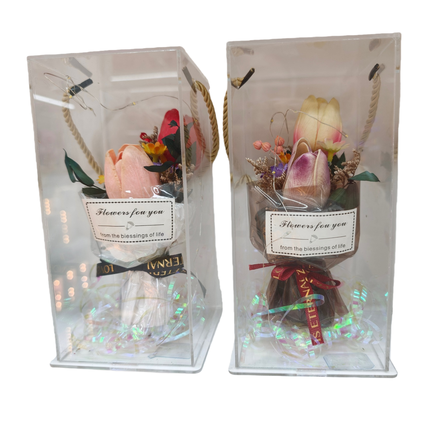 Artificial flower packaging transparent display box bouquet Item Picture