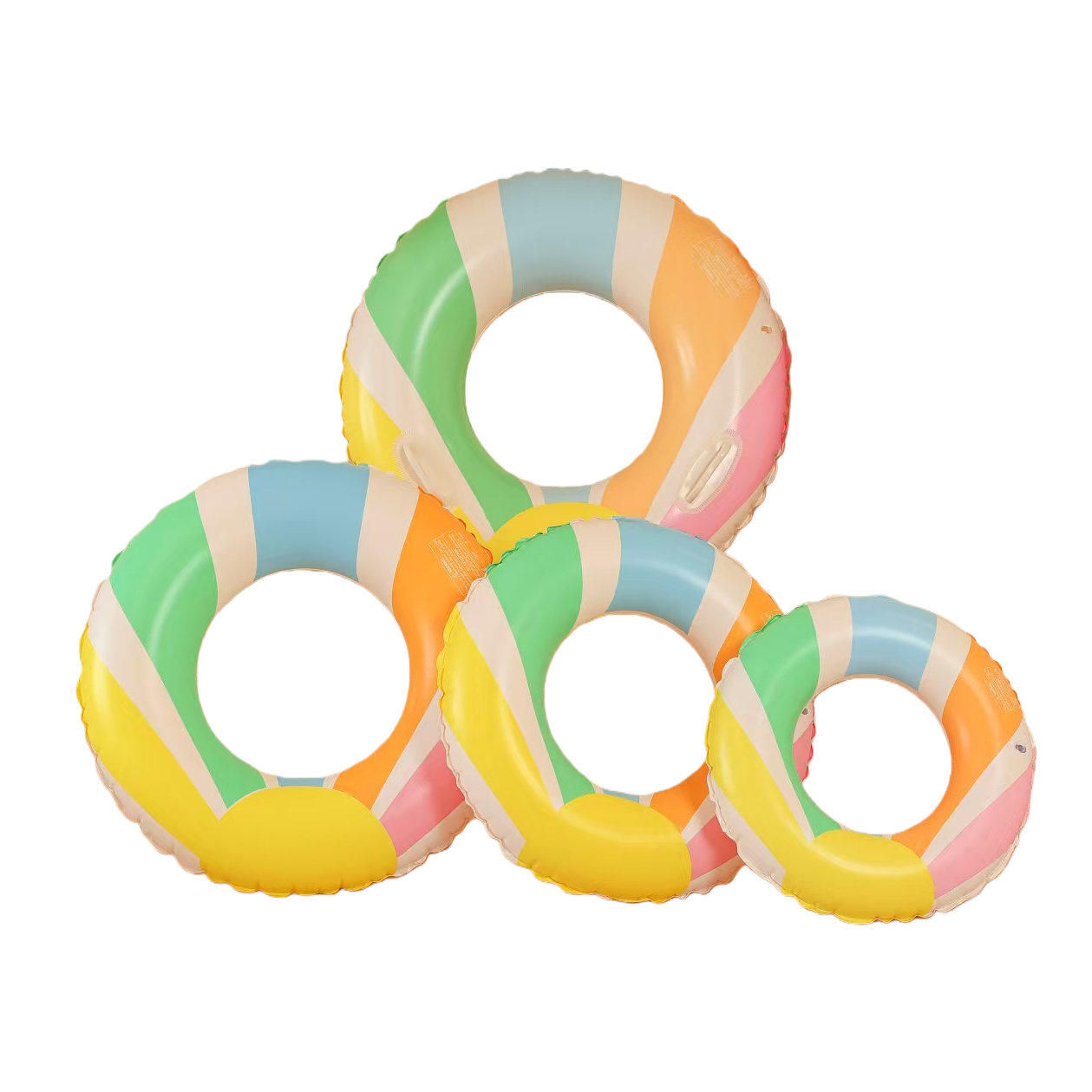 Colorful striped inflatable swimming rings, suitable for children and adults, safe buoyancy, swimming pool, seaside water play Item Picture