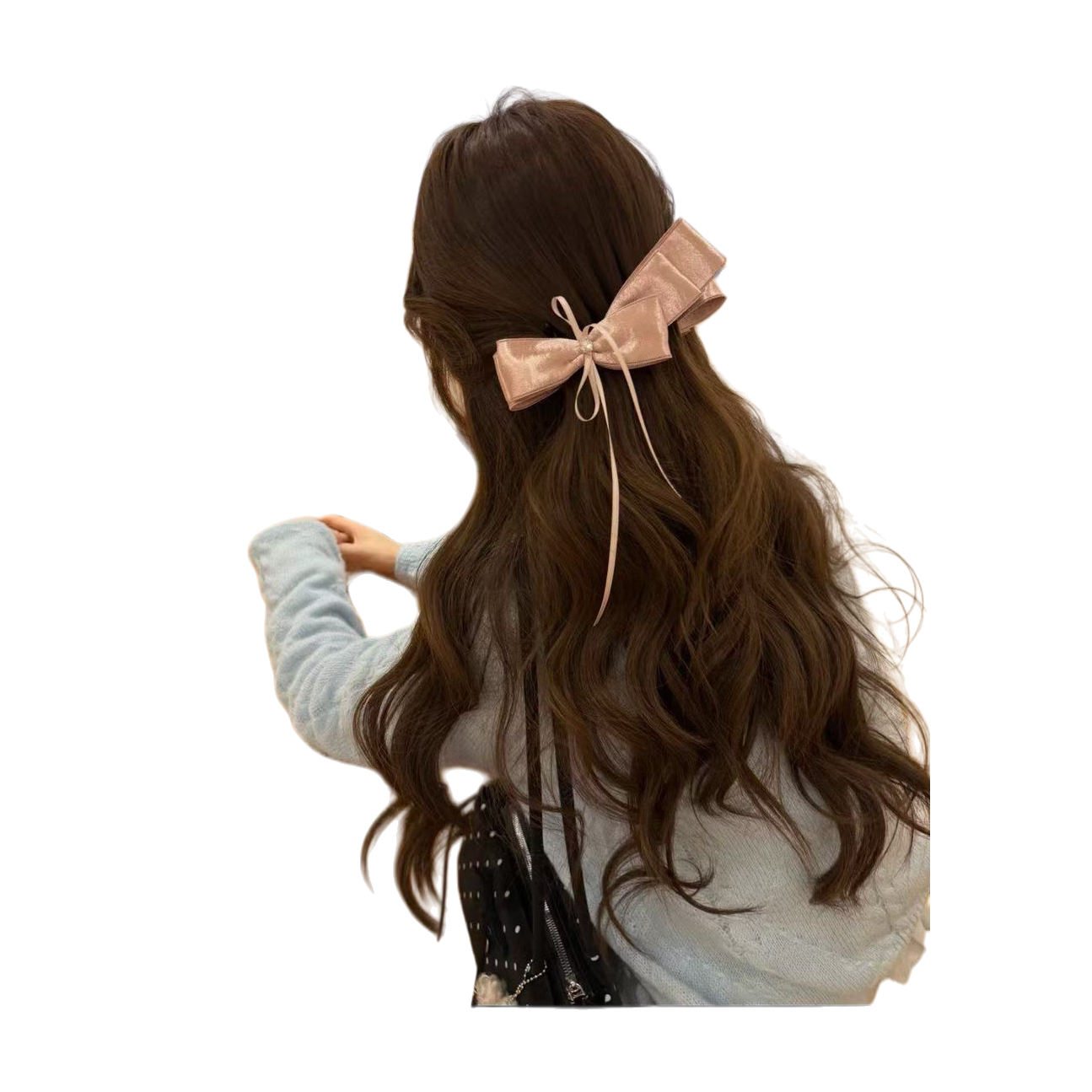The pink bow shark clip hairpin grab clip and banana clip are suitable for long-haired women Item Picture
