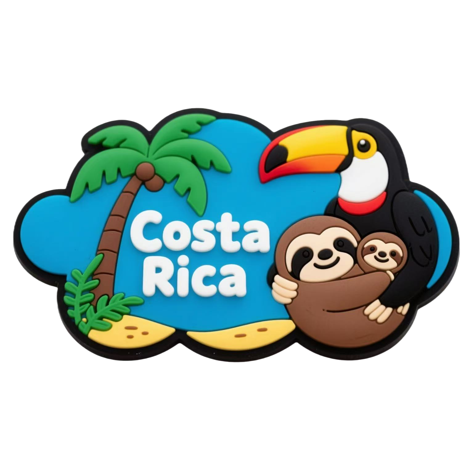 Costa Rica cartoon palm tree toucan sloth mother and child refrigerator stickers Item Picture