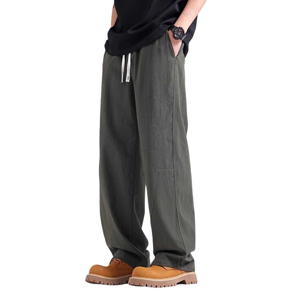 Men's dark grey sweatpants, loose casual pants, men's sweatpants with a fashionable drape Item Picture