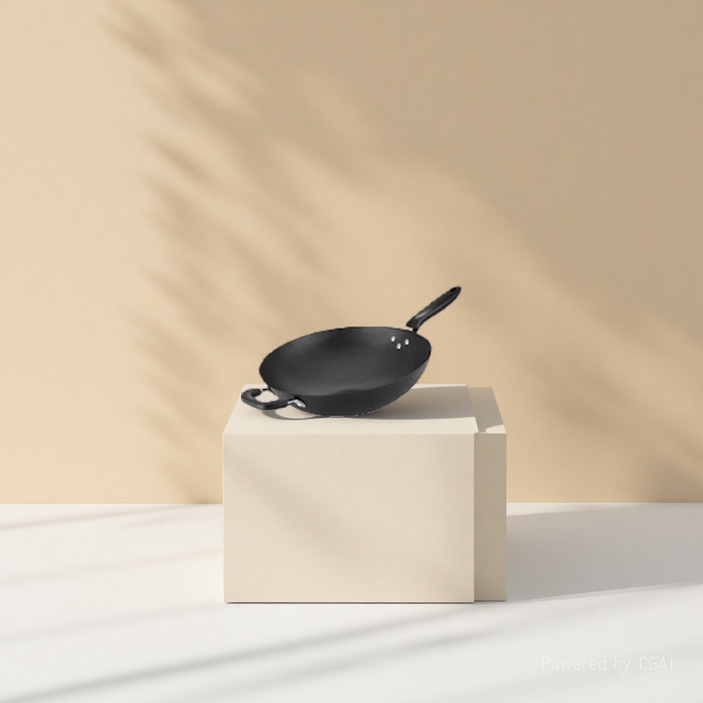 Black cast iron wok, iron wok, household, uncoated, healthy stir-frying Specification image