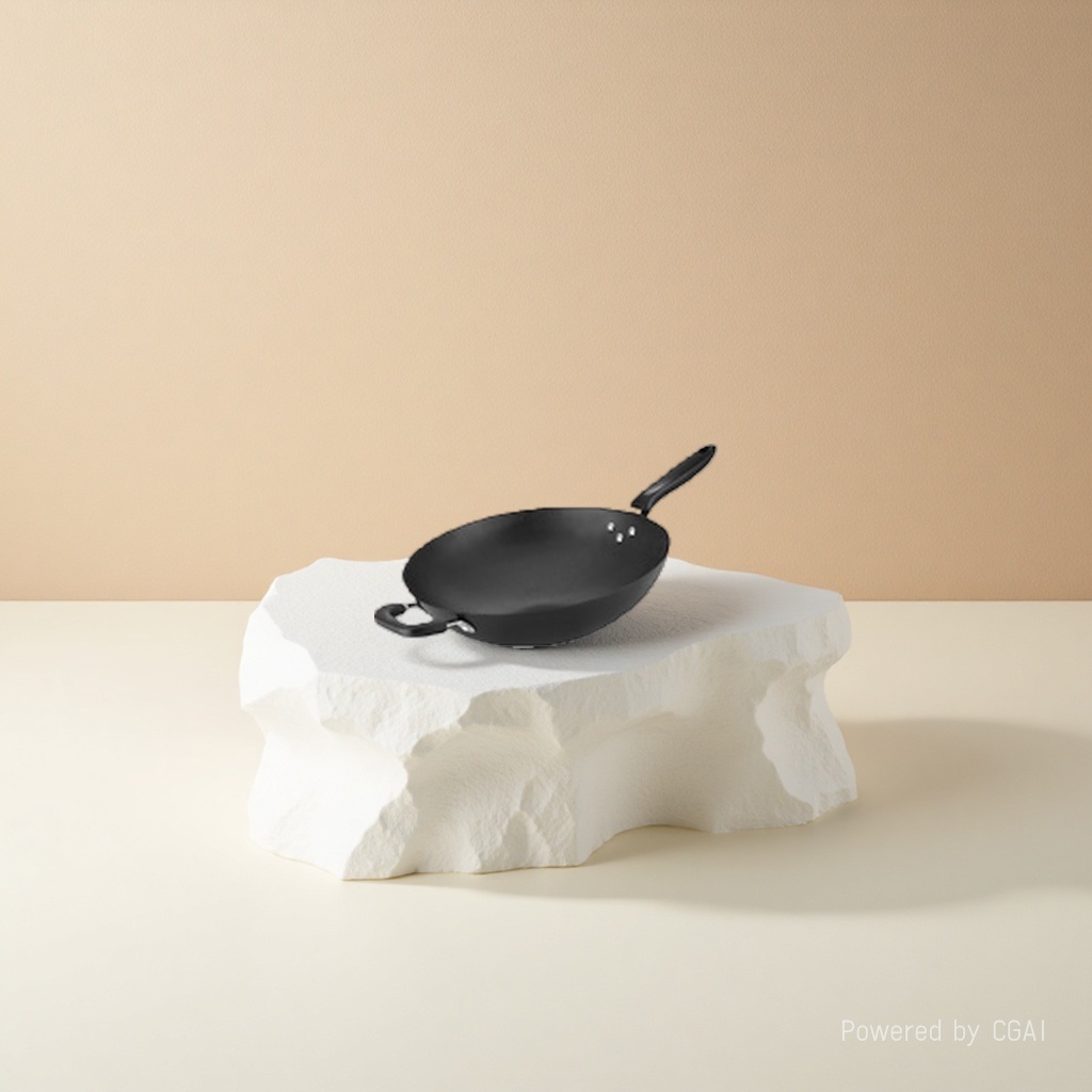 Black cast iron wok, iron wok, household, uncoated, healthy stir-frying details Picture