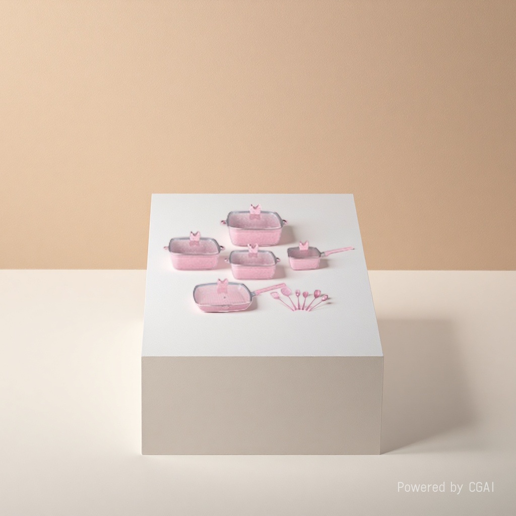 A 7-piece pink aluminum pot set for outdoor tea-making kitchenware Application Scenario