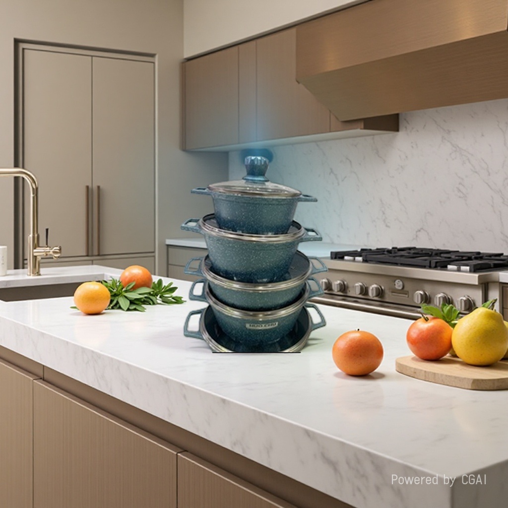 A 7-piece blue aluminum pot set of outdoor tea-making kitchenware Application Scenario