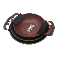 Red cast iron non-stick flat-bottomed frying pan, 26cm egg frying pan, stainless steel wok Item Picture