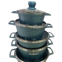 A 7-piece blue aluminum pot set of outdoor tea-making kitchenware Item Picture