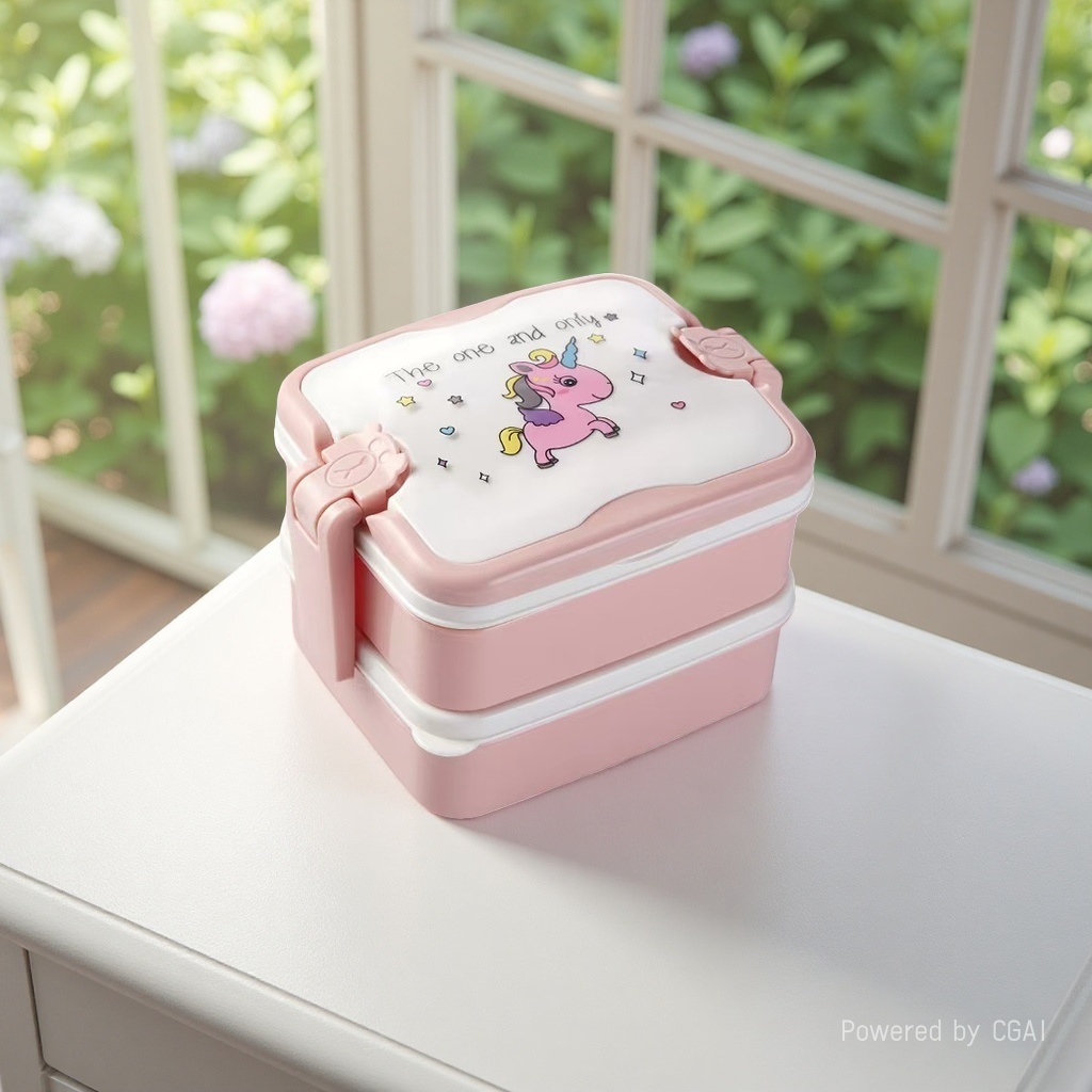 Plastic lunch box, food-grade insulated cartoon double-layer, office worker gift, portable food box, cartoon lunch box details Picture