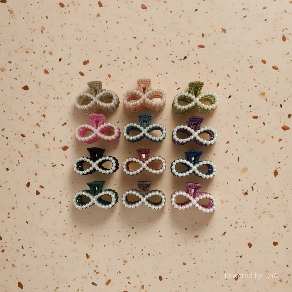 Pearl bow decorated hair clips, banana clips, shark clips and scratch clips are fashionable and versatile details Picture
