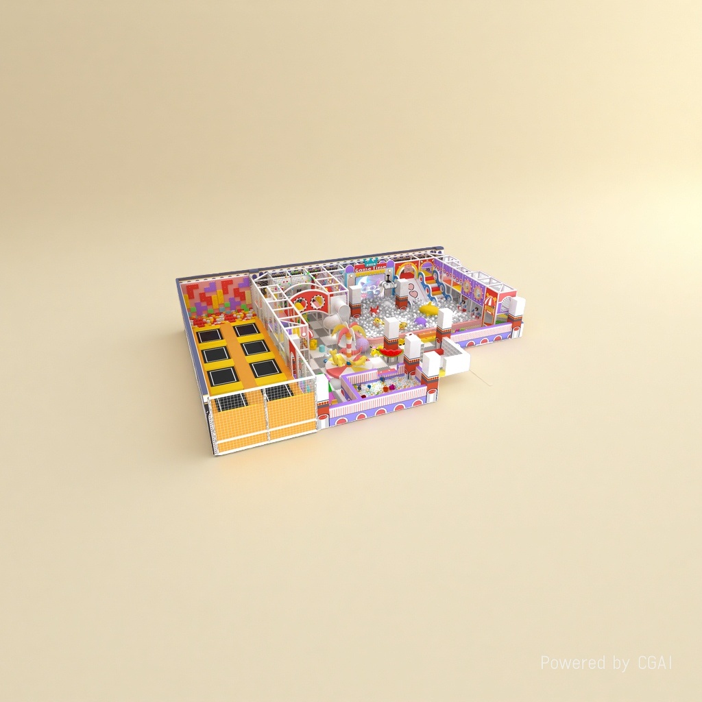 The indoor playground for children, the climbing game house, the ball pool and the fence are designed with an integrated soft package for safety details Picture