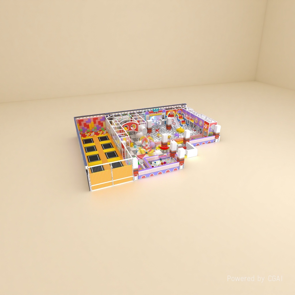 The indoor playground for children, the climbing game house, the ball pool and the fence are designed with an integrated soft package for safety Specification image