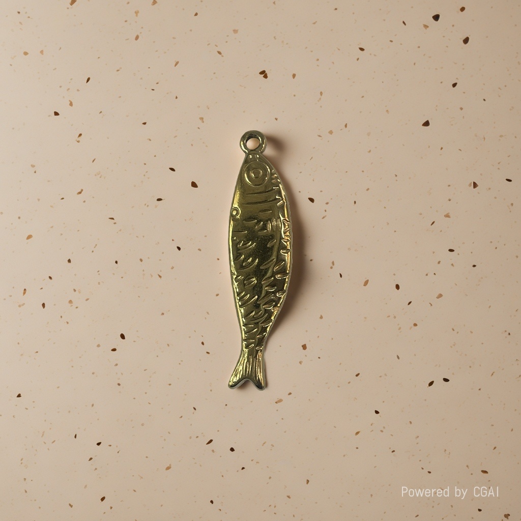 Silver and gold fish-shaped pendant necklace, fruit shell bell pendant, gold jewelry accessory details Picture