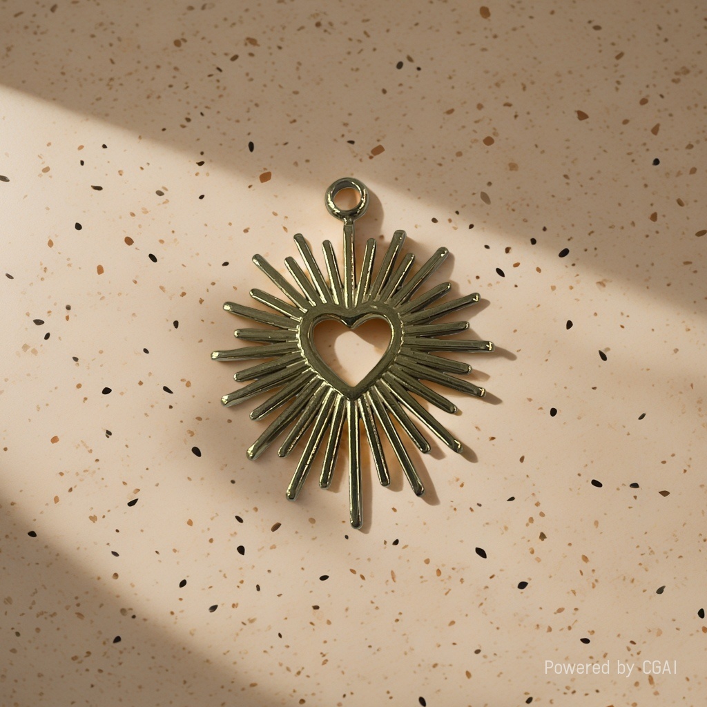 Golden Sun Heart Bell pendant, golden pendant necklace accessory, anti-allergy, light luxury style Specification image
