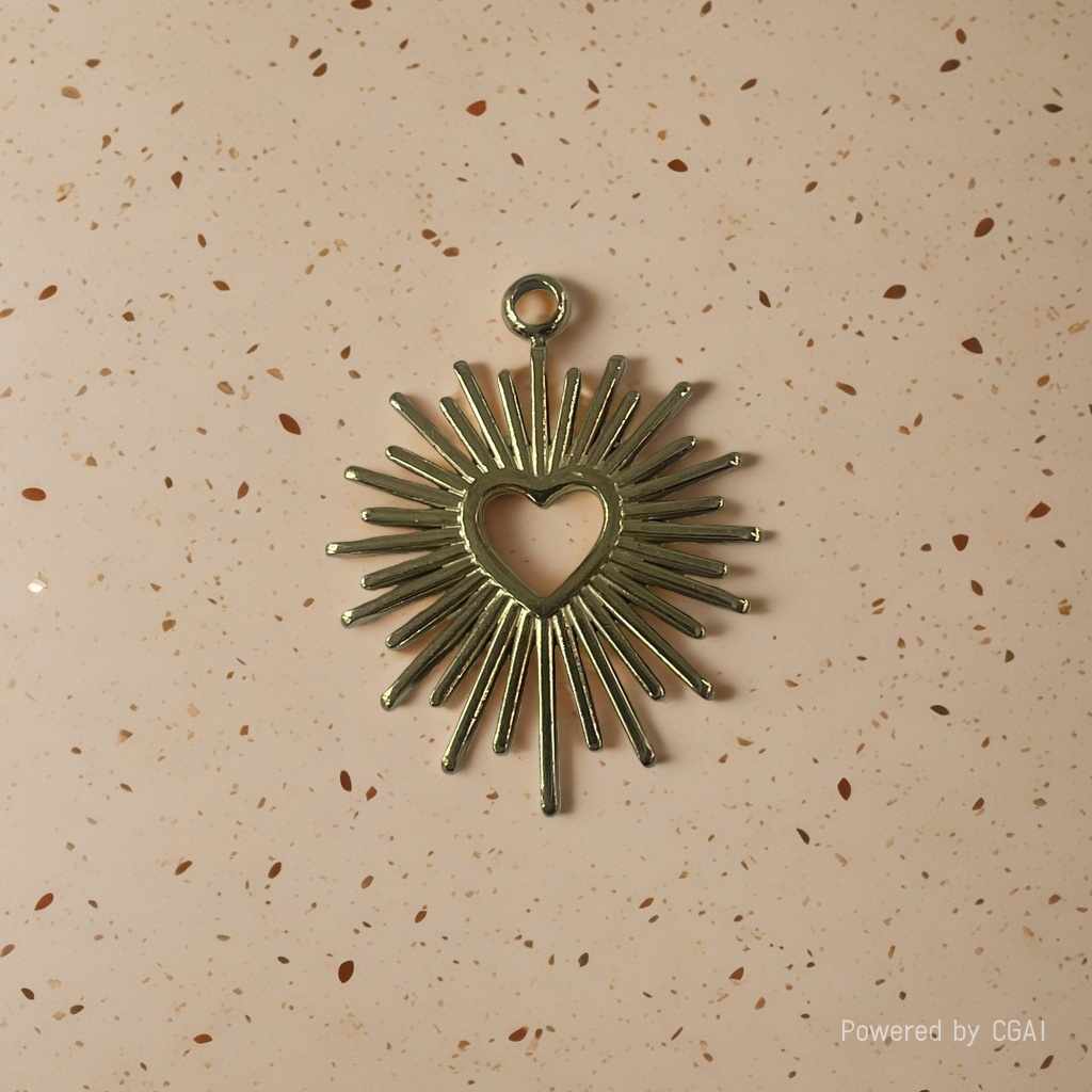 Golden Sun Heart Bell pendant, golden pendant necklace accessory, anti-allergy, light luxury style details Picture