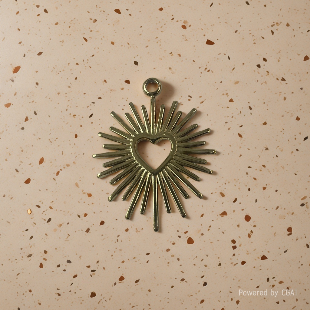 Golden Sun Heart Bell pendant, golden pendant necklace accessory, anti-allergy, light luxury style