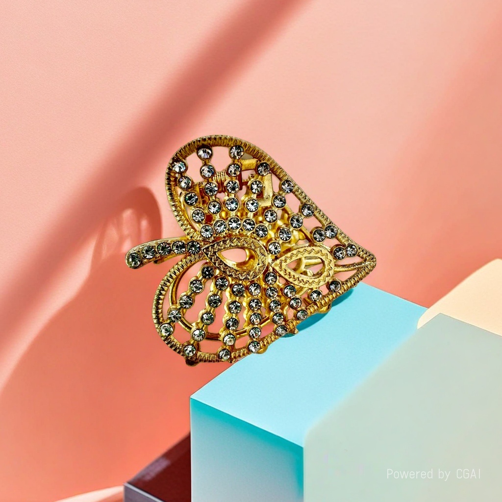 Golden diamond-encrusted banana clip, shark clip, scratch-clip hairpin, fashionable and versatile women's hair accessory Application Scenario