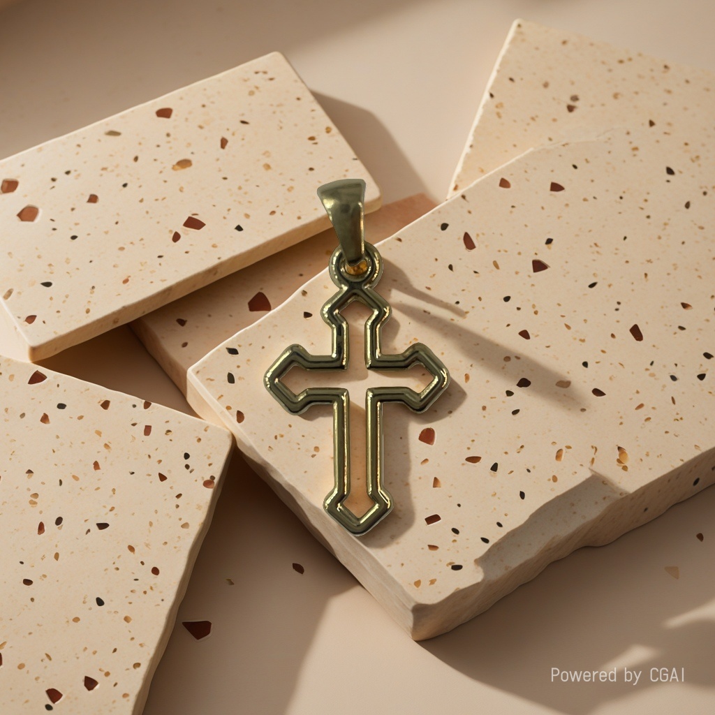 Golden cross pendant necklace accessory pendant, golden style accessory Specification image