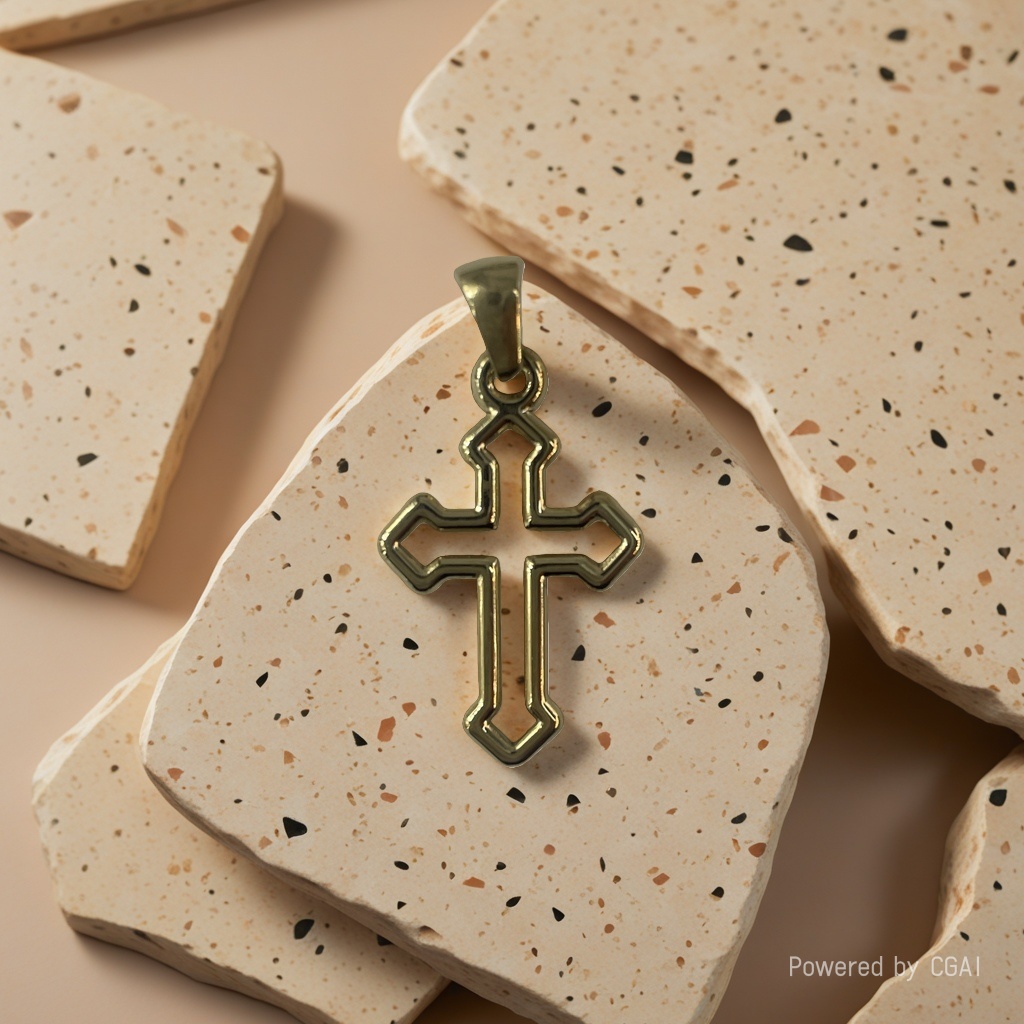 Golden cross pendant necklace accessory pendant, golden style accessory details Picture