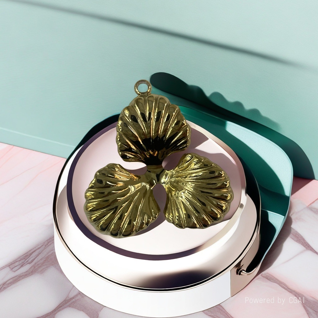 European-american style stainless steel gold ring, retro-style large flower oval carved three-petal flower square layer jewelry accessory